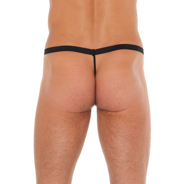 Mens Black GString With Pink Pouch (Rimba) by www.whimzieme.com