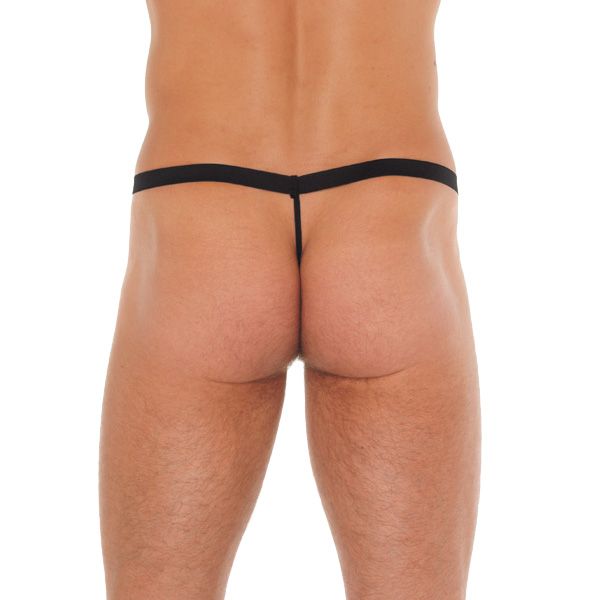 Mens Black GString With Red Elephant Animal Pouch (Rimba) by www.whimzieme.com