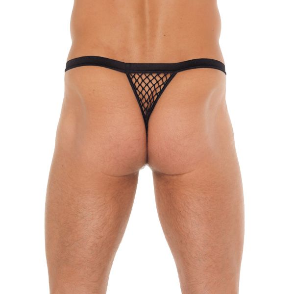 Mens Black GString With Black Net Pouch (Rimba) by www.whimzieme.com