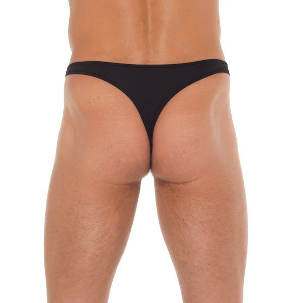 Mens Black GString With Metal Hoop Connectors (Rimba) by www.whimzieme.com