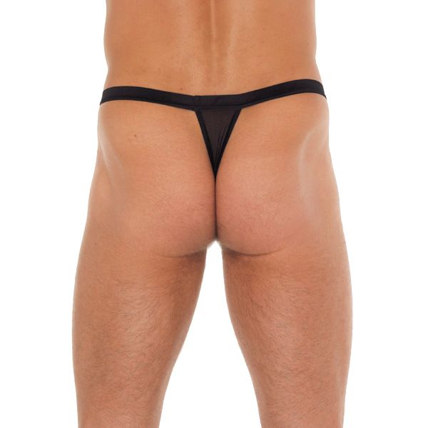 Mens Black GString With Black Straps To Animal Print Pouch (Rimba) by www.whimzieme.com