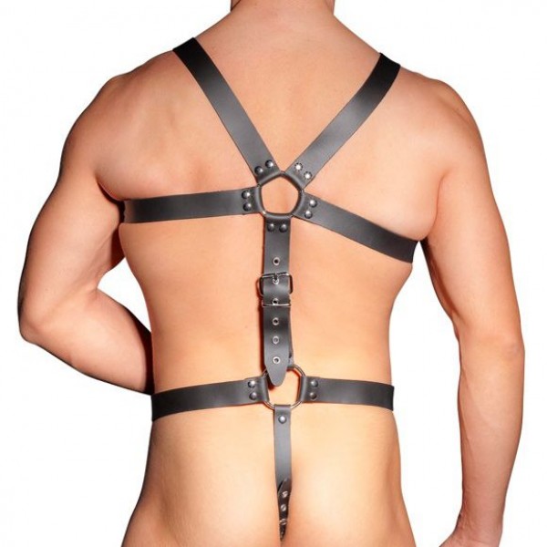 Mens Leather Adjustable Harness With Cock Ring (Zado) by www.whimzieme.com