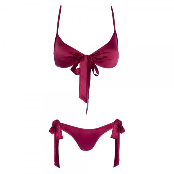 Cottelli Tie Up Bra And Briefs Set Red (Cottelli Collection) by www.whimzieme.com