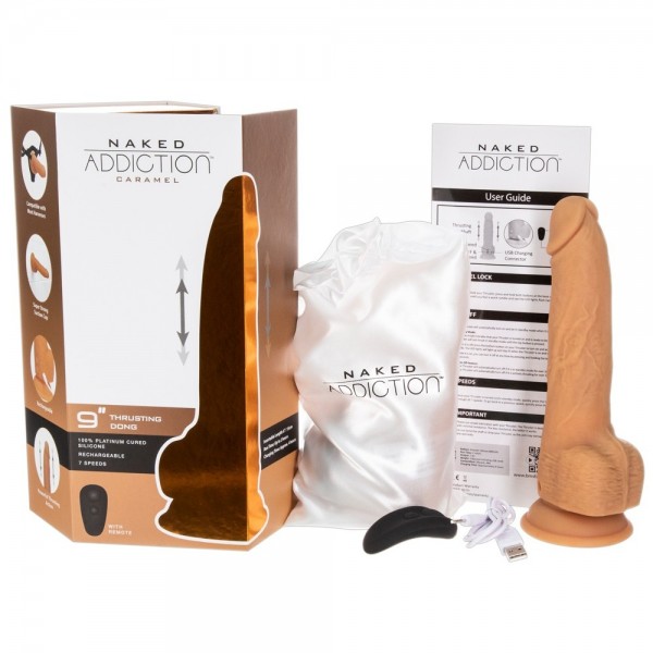 Naked Attraction 9 Inch Thrusting Dildo Caramel (BMS Enterprises) by www.whimzieme.com