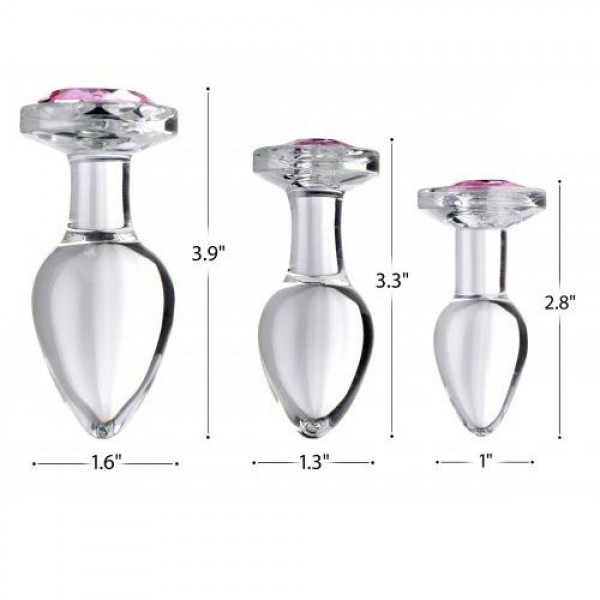 Pink Gem Glass Anal Plug Set (XR Brands) by www.whimzieme.com