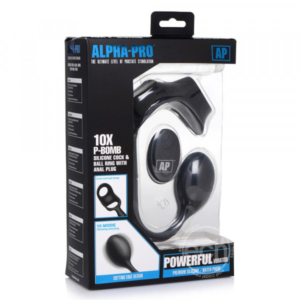 Alpha Pro 10X P Bomb Cock and Ball Ring With Anal Plug (XR Brands) by www.whimzieme.com
