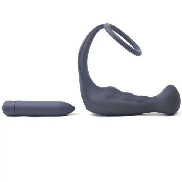 Black Silicone Anal Plug Vibrator with Cock Ring (Various Toy Brands) by www.whimzieme.com