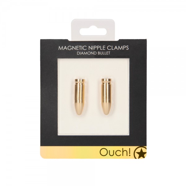 Ouch Magnetic Nipple Clamps Diamond Bullet Gold (Shots Toys) by www.whimzieme.com