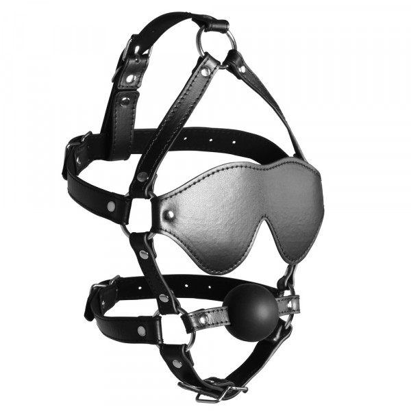 Ouch Xtreme Blindfolded Harness With Solid Ball Gag (Shots Toys) by www.whimzieme.com