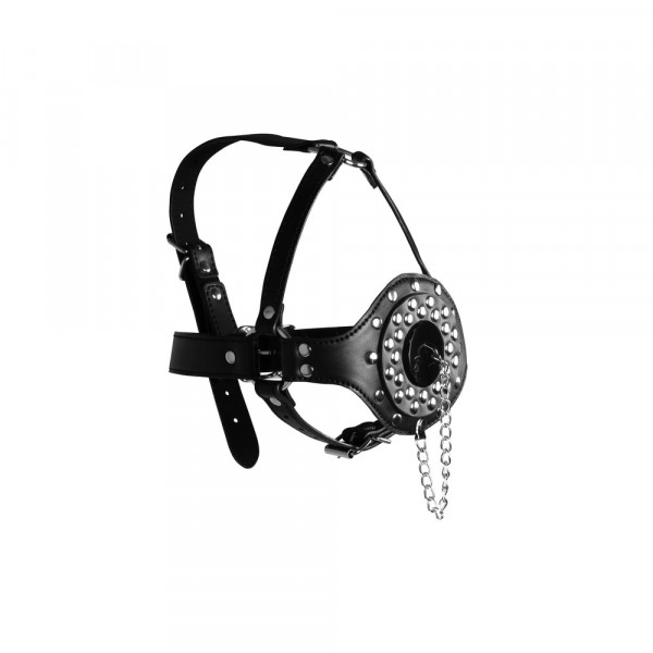 Open Mouth Gag Head Harness with Plug Stopper (Shots Toys) by www.whimzieme.com