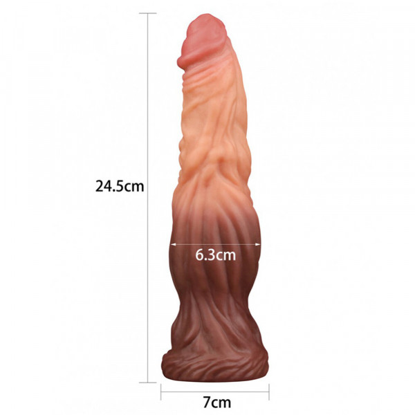 Lovetoy 9.5 Inch Dual Layered Silicone Cock Flesh Brown (Lovetoy) by www.whimzieme.com