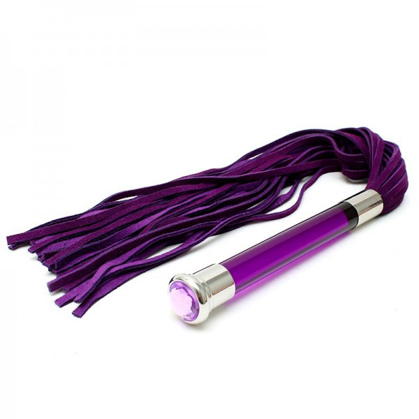 Purple Suede Flogger With Glass Handle And Crystal (Rimba) by www.whimzieme.com
