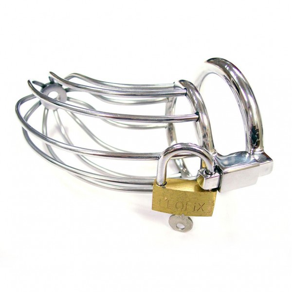 Rouge Stainless Steel Chasity Cock Cage With Padlock (Rouge Garments) by www.whimzieme.com