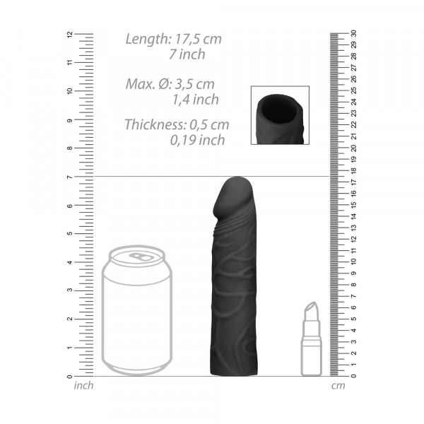 RealRock 7 Inch Penis Sleeve Black (Shots Toys) by www.whimzieme.com