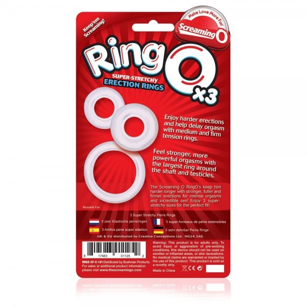 Screaming O RingO x3 Clear Cock Rings (Screaming O) by www.whimzieme.com