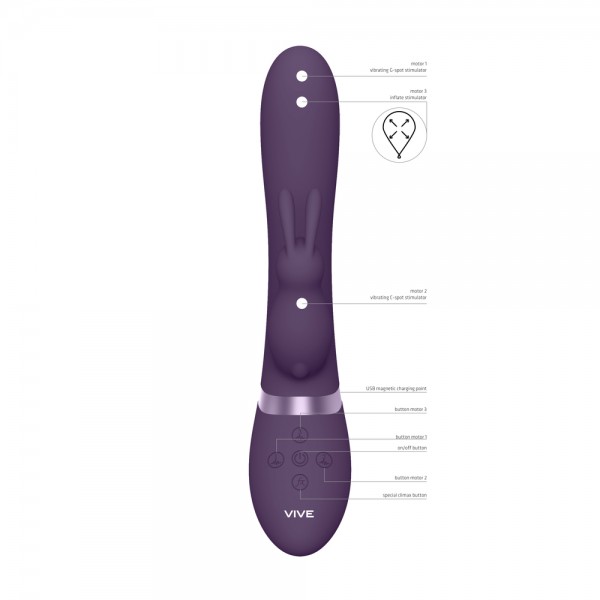 Vive Taka Triple Action Automatic Inflatable Vibrator Purple (Shots Toys) by www.whimzieme.com