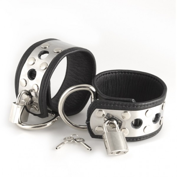 Leather Wrist Cuffs With Metal And Padlocks (Rimba) by www.whimzieme.com