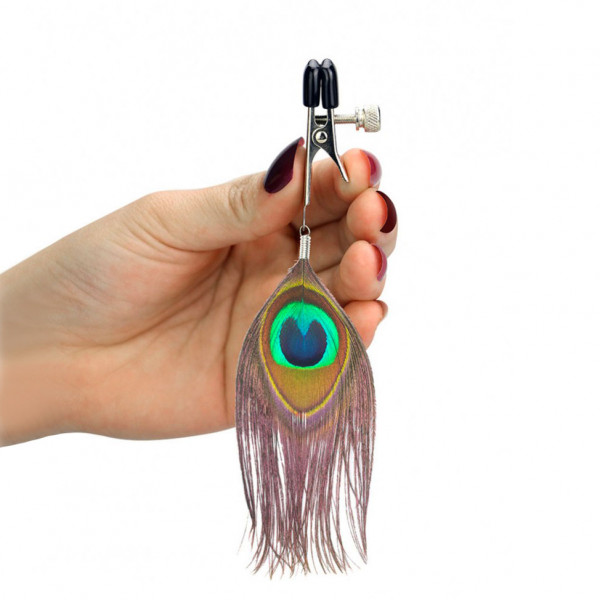 Nipple Clamps With Peacock Feather Trim (Rimba) by www.whimzieme.com